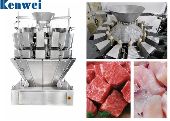 2.5L Hopper 14 Heads Multihead Weigher With Screw Feeding For Chicken Pork Duck